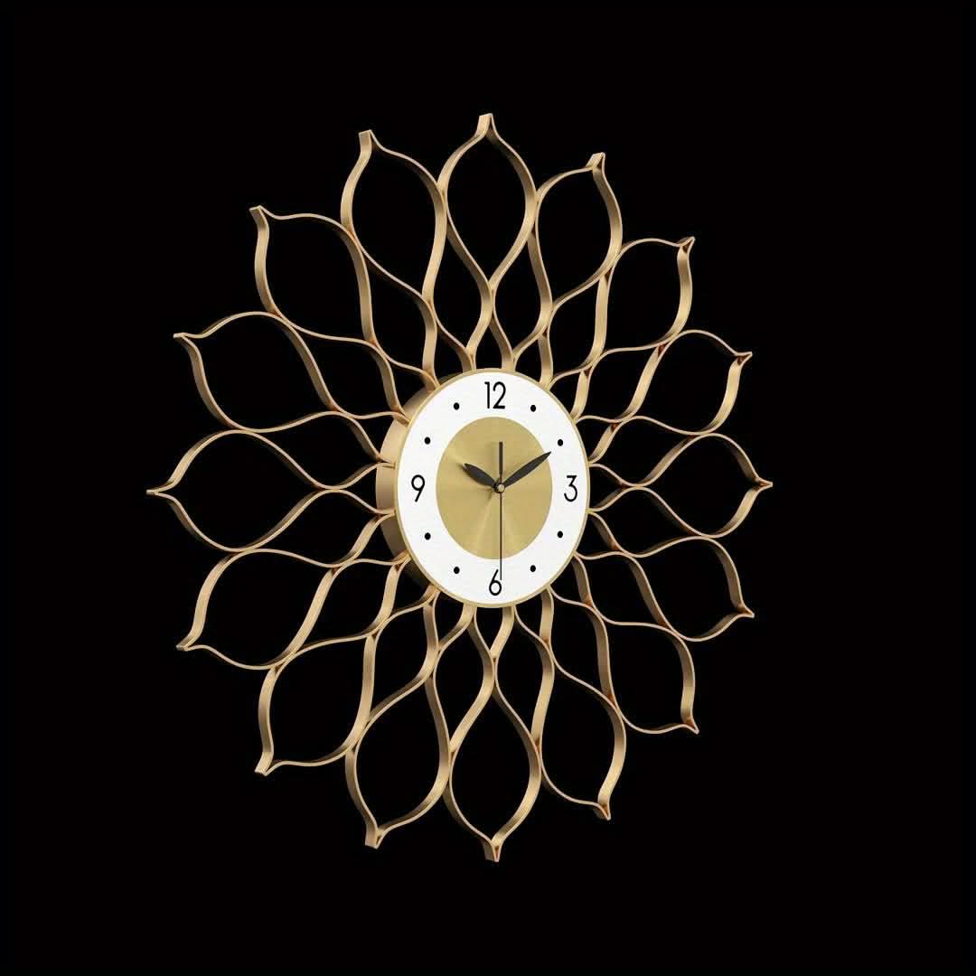 PRESTIGELIVA – Reloj de pared dorado elegante para interiores modernos