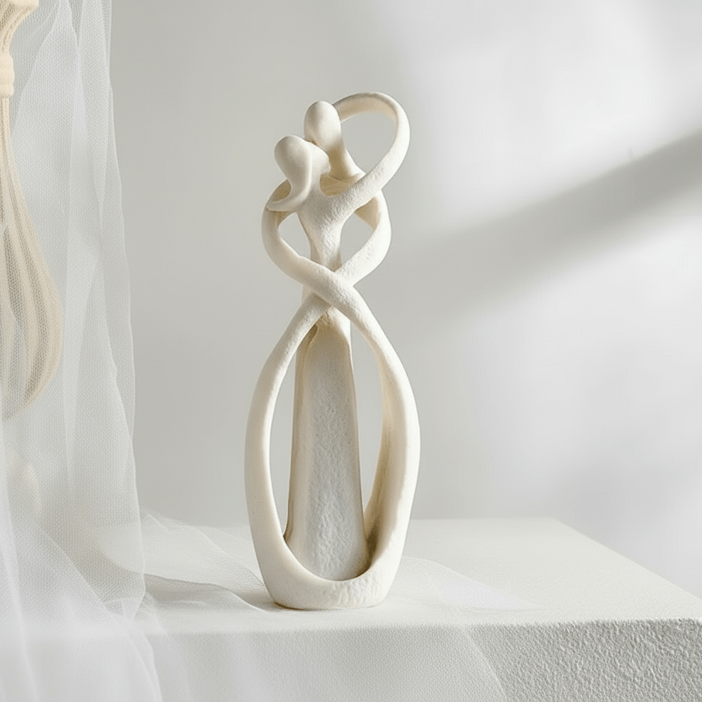 ETERNAL EMBRACE – Escultura decorativa abstracta símbolo de amor eterno