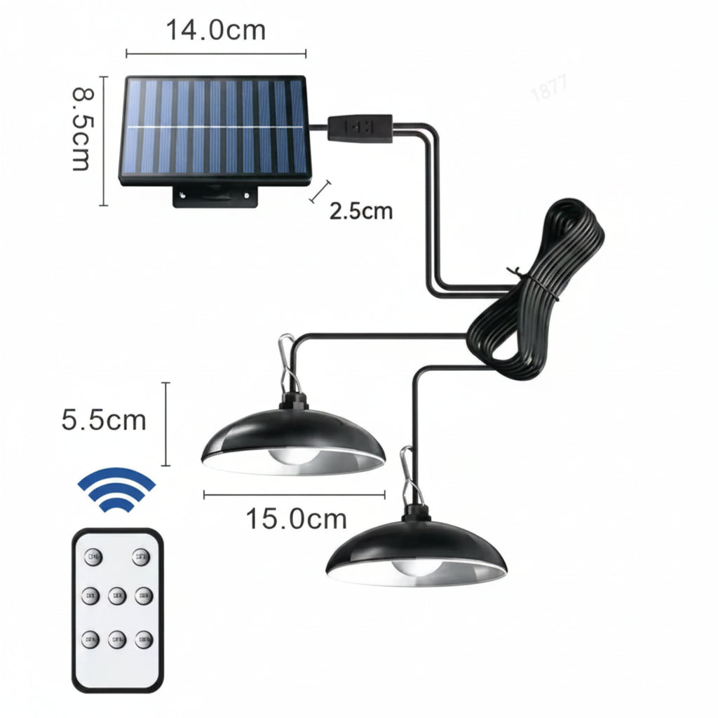STABLEGLOW – Solar-Pendelleuchte mit zwei Köpfen