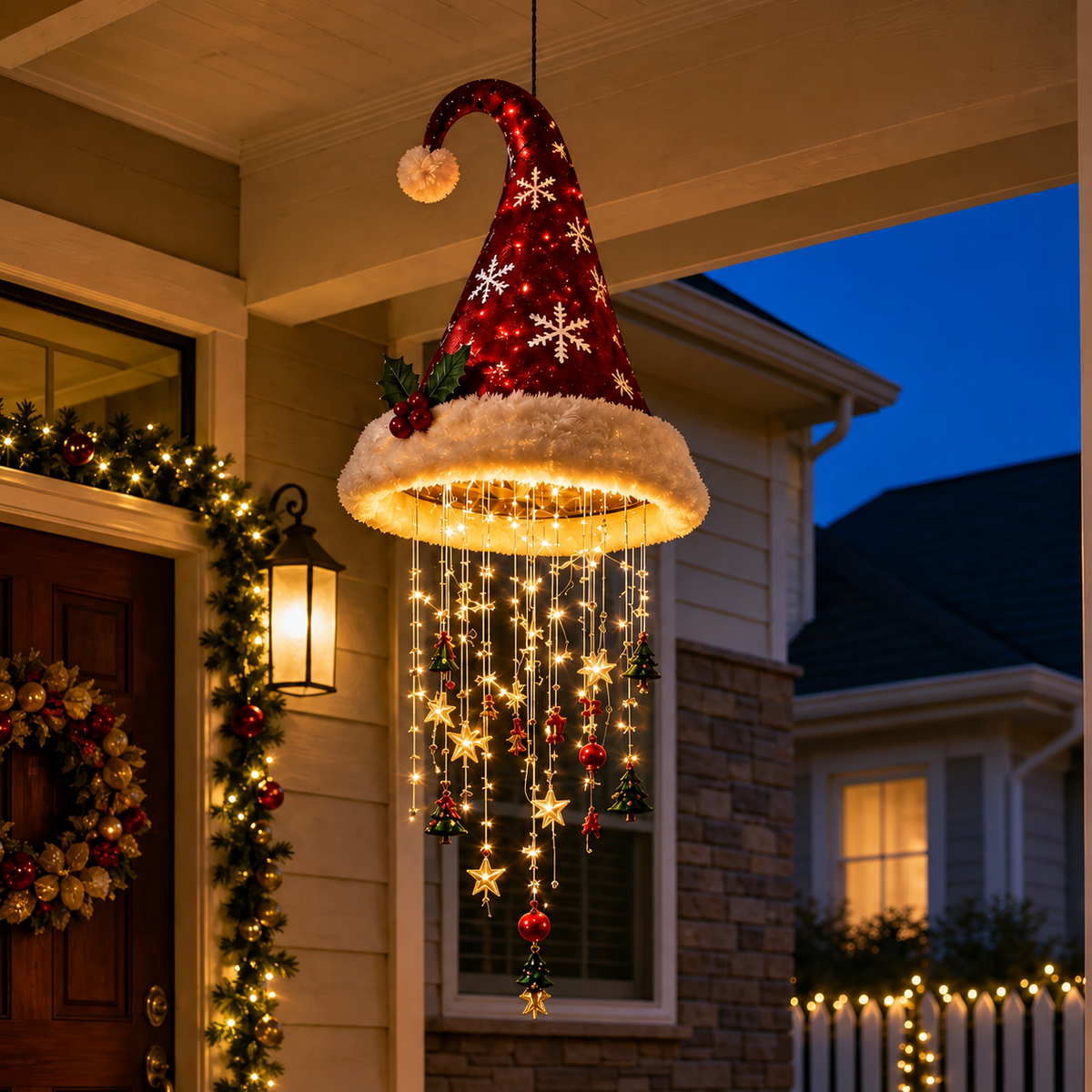 HATZORVIA – Chapéu de Pai Natal luminoso para pendurar, para um encanto festivo de Natal