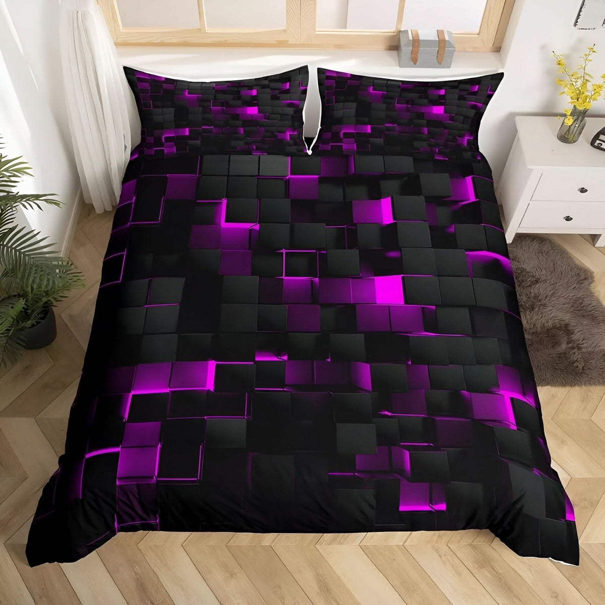 DUVETRIXA – Juego de ropa de cama contemporáneo con elegante diseño de cuadros