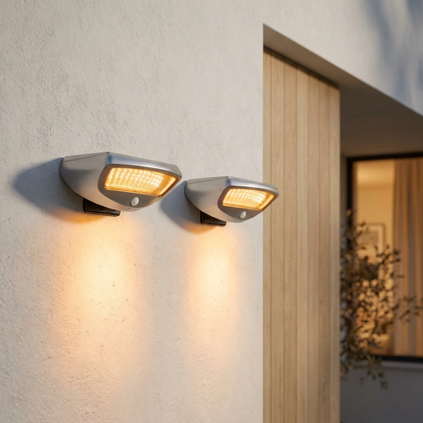 DUSKHALO – Luces solares curvas de pared con práctico detector de movimiento
