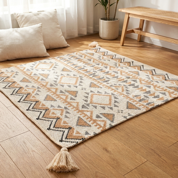 FRINGELLE – Couverture à franges géométriques pour une décoration chaleureuse