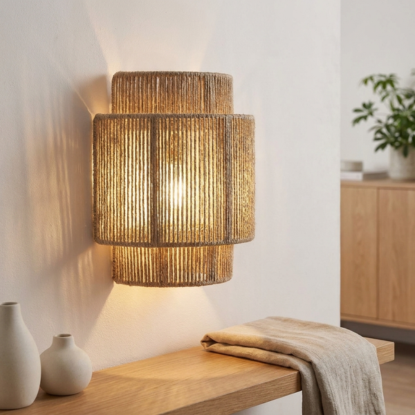 RATTIVA – Woven Wall Lamp with Soft Ambient Lighting