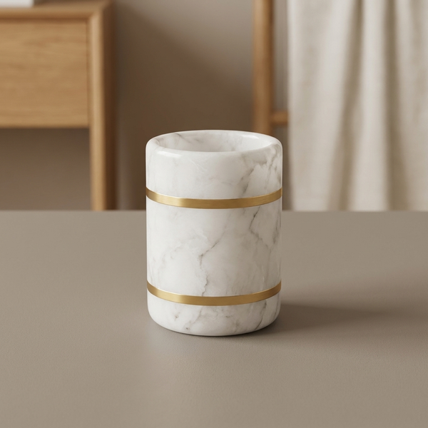 VANITYCREST – Decorative Cup with Golden Accent for Modern Bathrooms