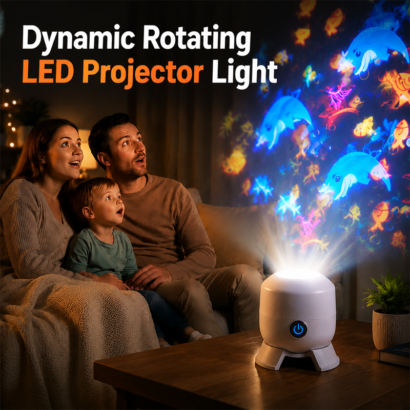 LUMIVORTEX – Rotating LED Projector Light for Immersive Room Ambiance