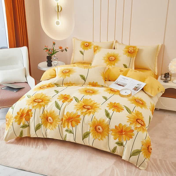 BLOOMELSA – Juego de cama reversible con girasoles para una decoración floral versátil