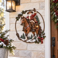 COWBOYELIX – Decoración de pared de Papá Noel vaquero para dar encanto navideño