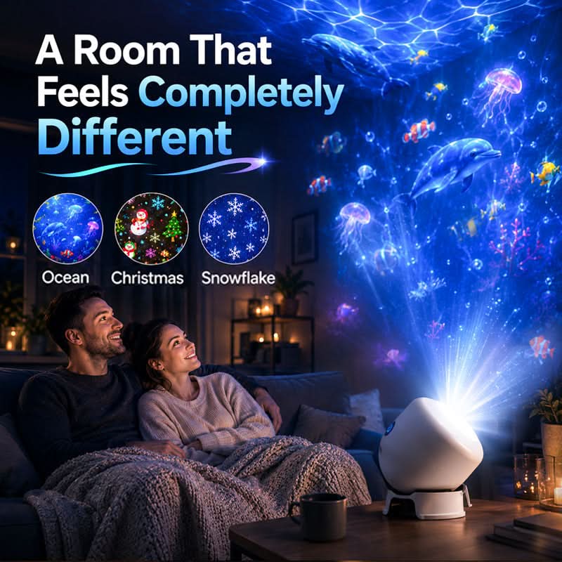 LUMIVORTEX – Rotating LED Projector Light for Immersive Room Ambiance