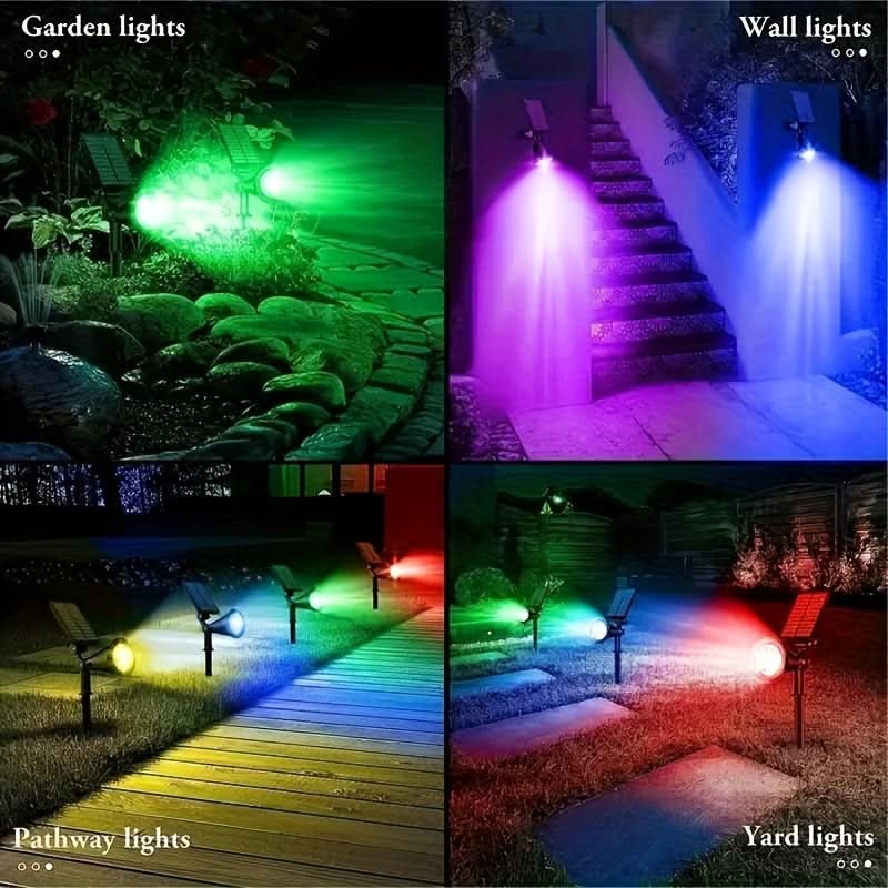 LUMITREE – Conjunto de Holofotes Solares RGB para Árvores e Decoração de Jardim