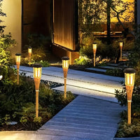 TIKIGLOW - Lumières LED en bambou solaire imitant la flamme pour une ambiance chaleureuse en extérieur et décoration de jardin