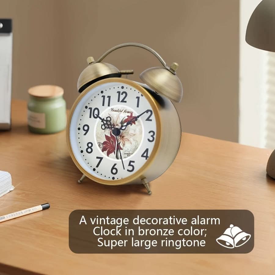 TIMEBELL - Scandinavian vintage luminous twin bell alarm clock with classic metal design