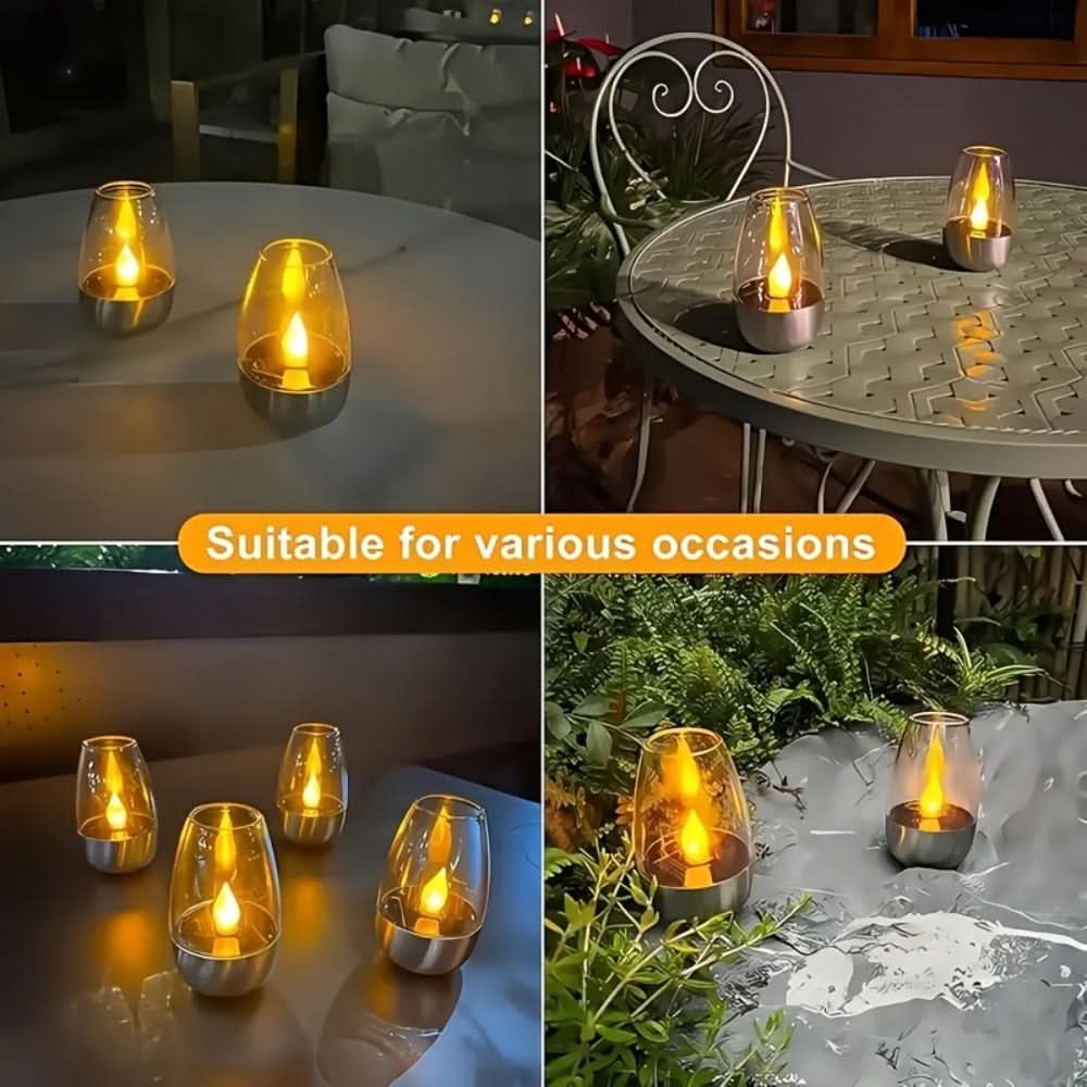 SOLCANDLE – Lanterna Recarregável com Luz Tremeluzente para Decoração de Pátios e Restaurantes