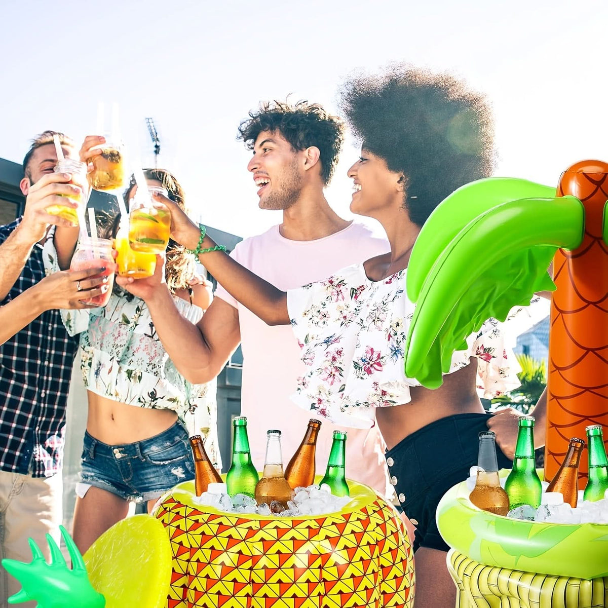 Tropivana - Ensemble refroidisseur de boissons tropical gonflable