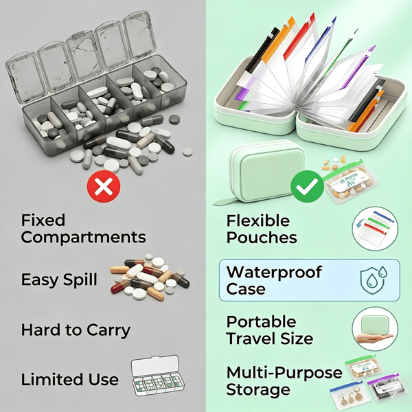 DOSEPACK – Set de pochettes organisatrices pour médicaments, idéal pour voyager et faire ses bagages facilement