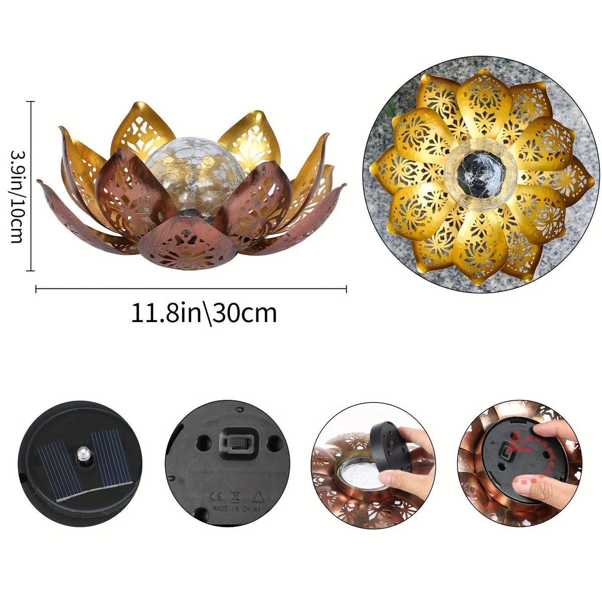 LOTUSORA – Lampada da giardino solare a forma di loto