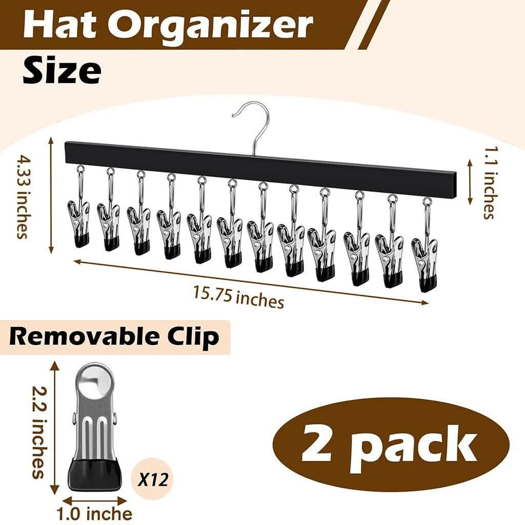 HATCLIP – Organisateur de chapeaux à 12 pinces pour accéder facilement à votre collection