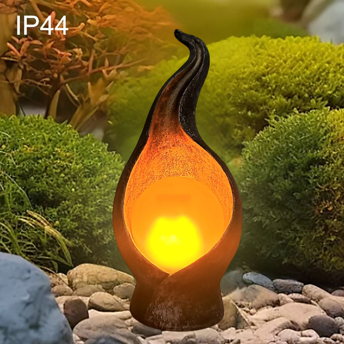 FLAMESTATUE – Solcelledrevet flamme have lampe