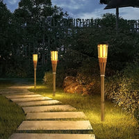TIKIGLOW - Lumières LED en bambou solaire imitant la flamme pour une ambiance chaleureuse en extérieur et décoration de jardin