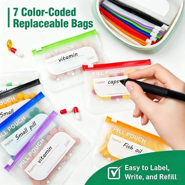 DOSEPACK – Set de pochettes organisatrices pour médicaments, idéal pour voyager et faire ses bagages facilement