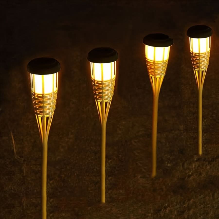 TIKIGLOW - Lumières LED en bambou solaire imitant la flamme pour une ambiance chaleureuse en extérieur et décoration de jardin