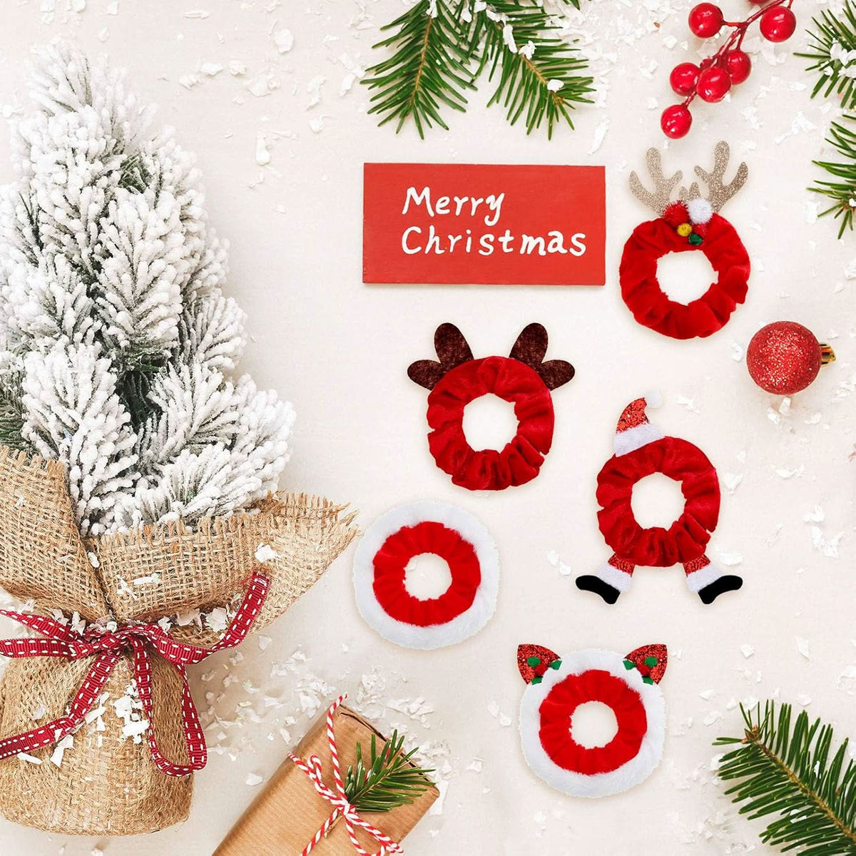 HOLLYTWIST – 10-teiliges Weihnachts-Scrunchie-Set für festliche Weihnachtsstimmung