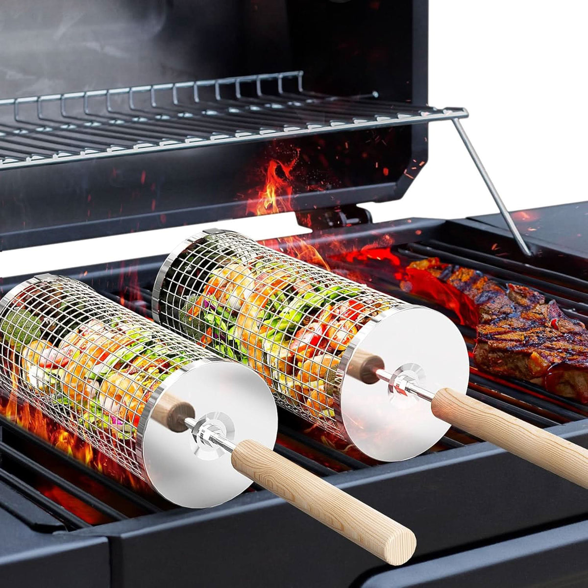 SIZZLEFLOW – BBQ Grillkorb für sanftes Wenden & Kochkontrolle