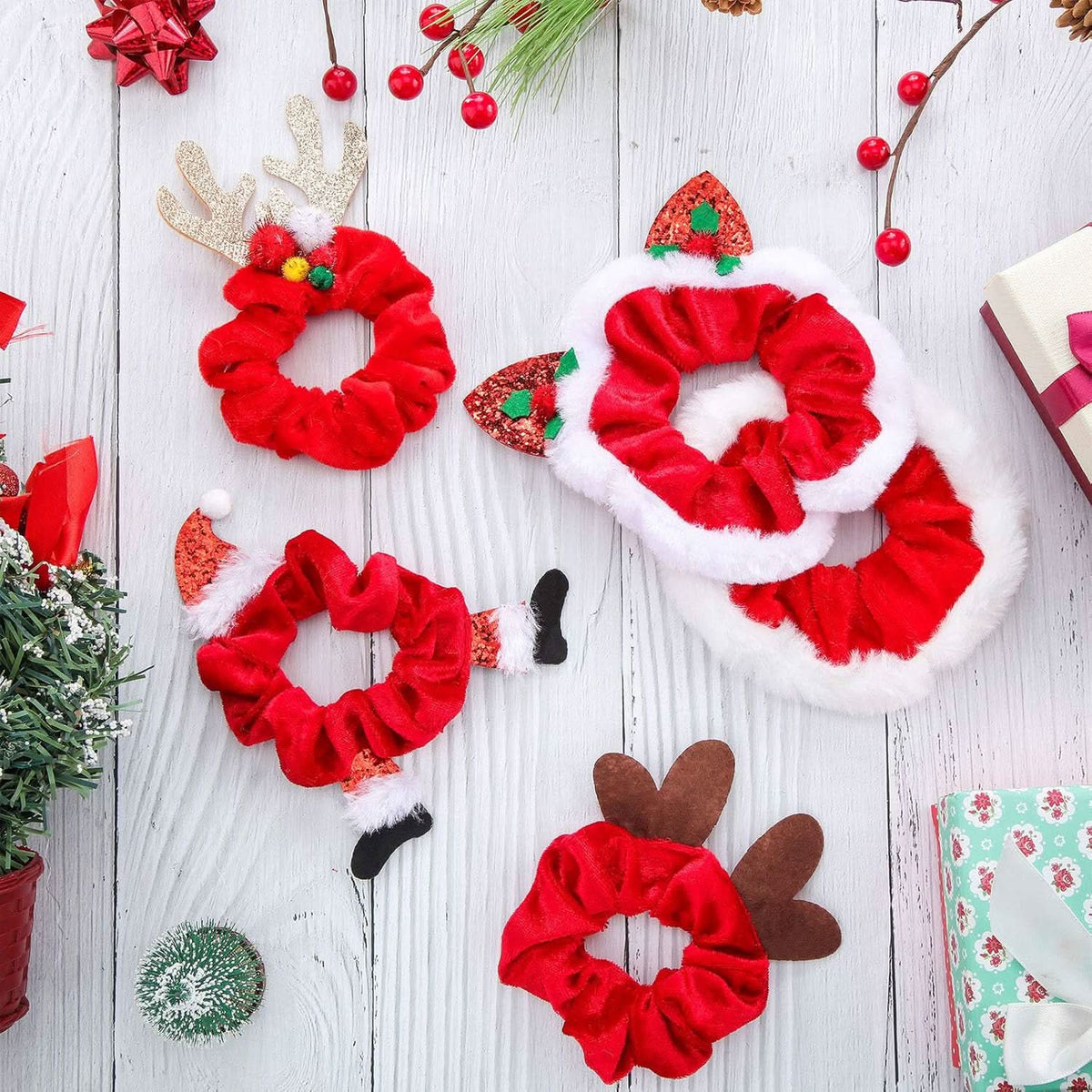 HOLLYTWIST – 10-teiliges Weihnachts-Scrunchie-Set für festliche Weihnachtsstimmung