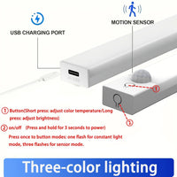 MOTIONLUX - Smart motion sensor LED night light with USB rechargeable battery and adjustable brightness