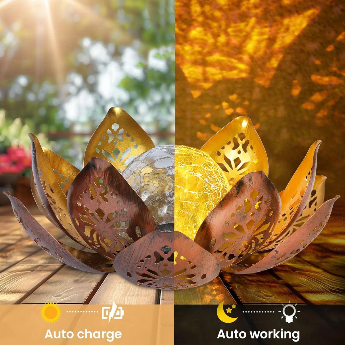 LOTUSORA – Lampada da giardino solare a forma di loto