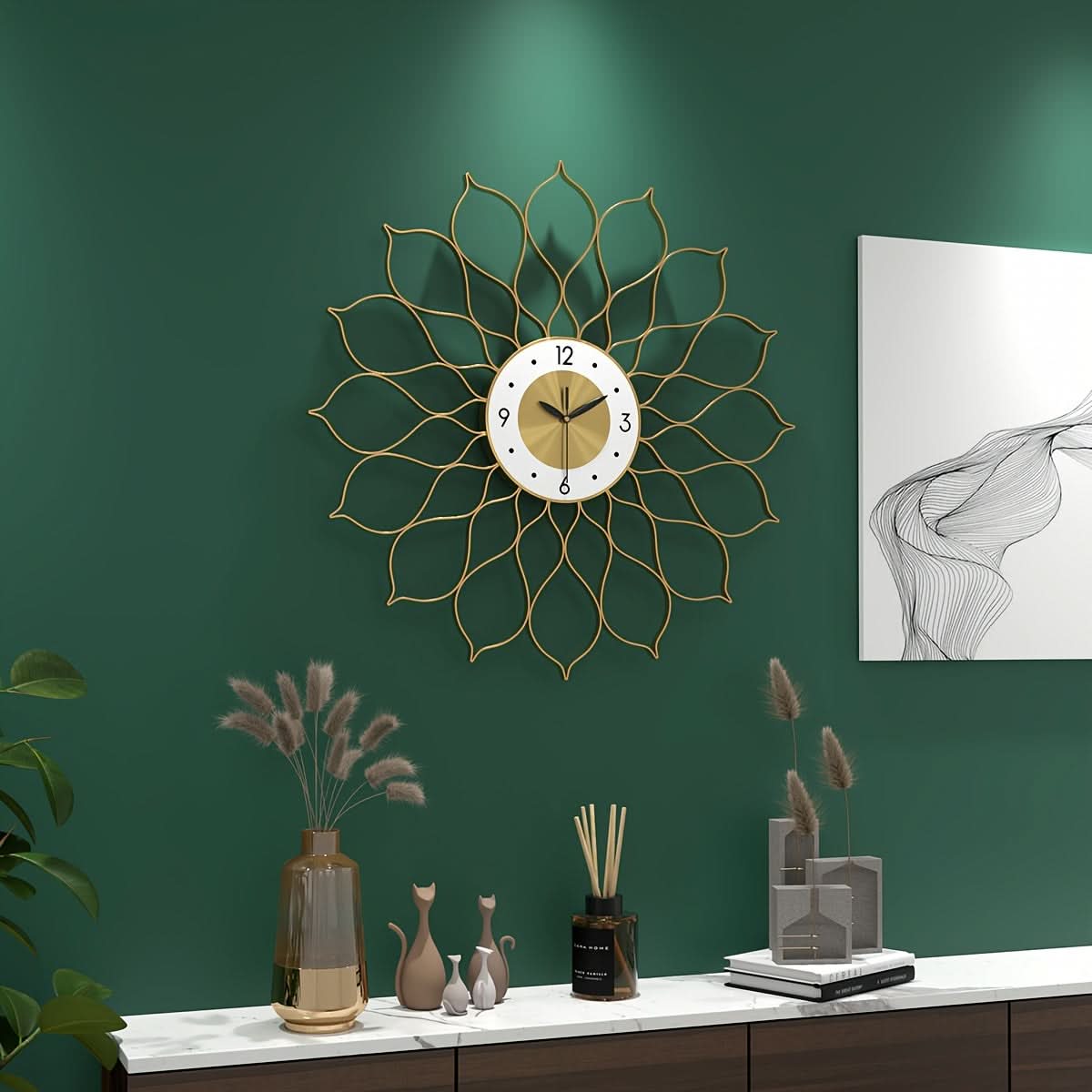 PRESTIGELIVA – Reloj de pared dorado elegante para interiores modernos