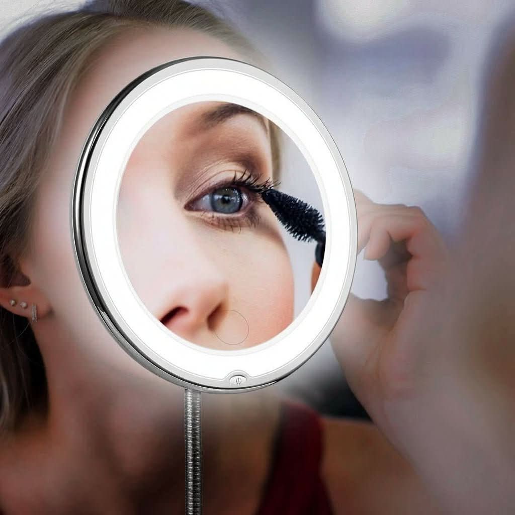 BRIGHTMIR – Miroir de maquillage LED avec lumière ultra-brillante et zoom de précision 10x