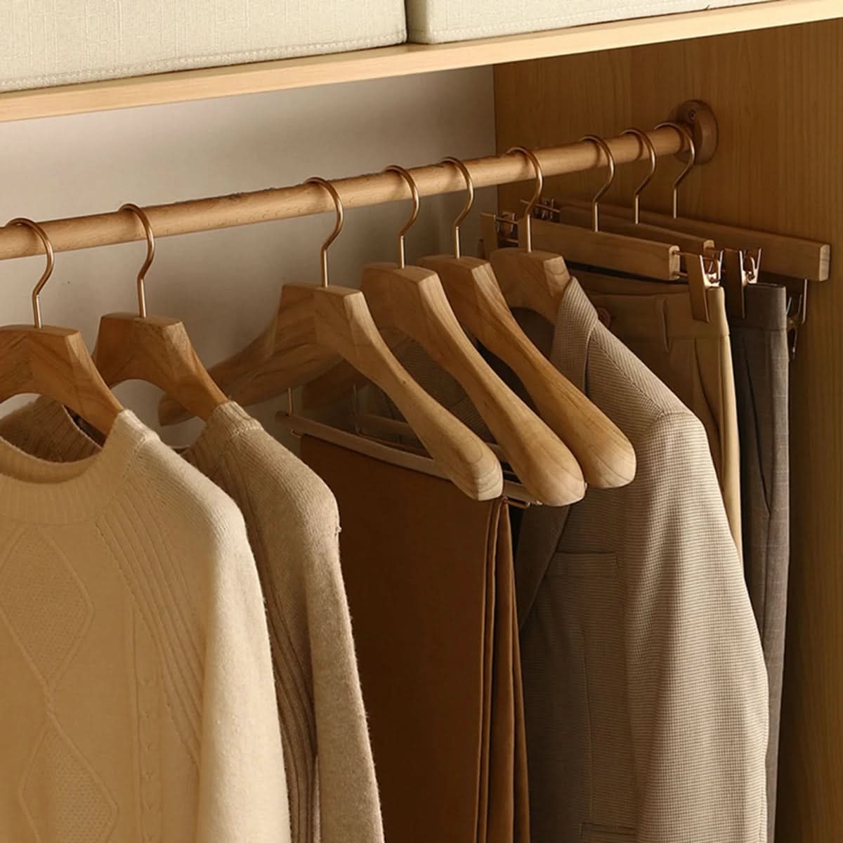 CLOSETORA - Wide Wooden Clothes Hangers for Elegant Wardrobe Organization 2