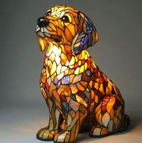 HUGPUP - Lampe de nuit LED artistique en forme de chien avec lumière d'ambiance chaude pour une déco cosy