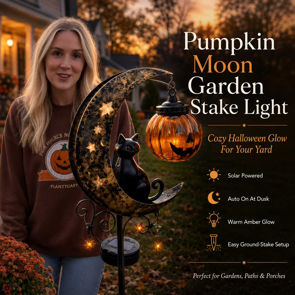 MOONGLOW – Pumpkin Garden Stake for Haunting Outdoor Ambience