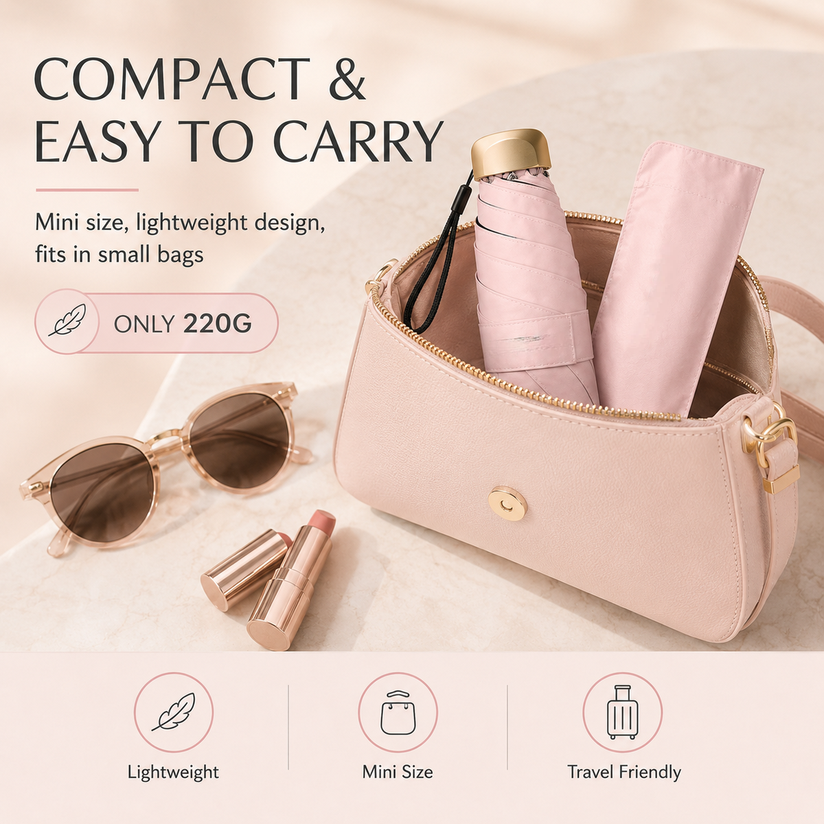 DRIZZLEGO – Portable Mini Umbrella for Convenient Rain Coverage