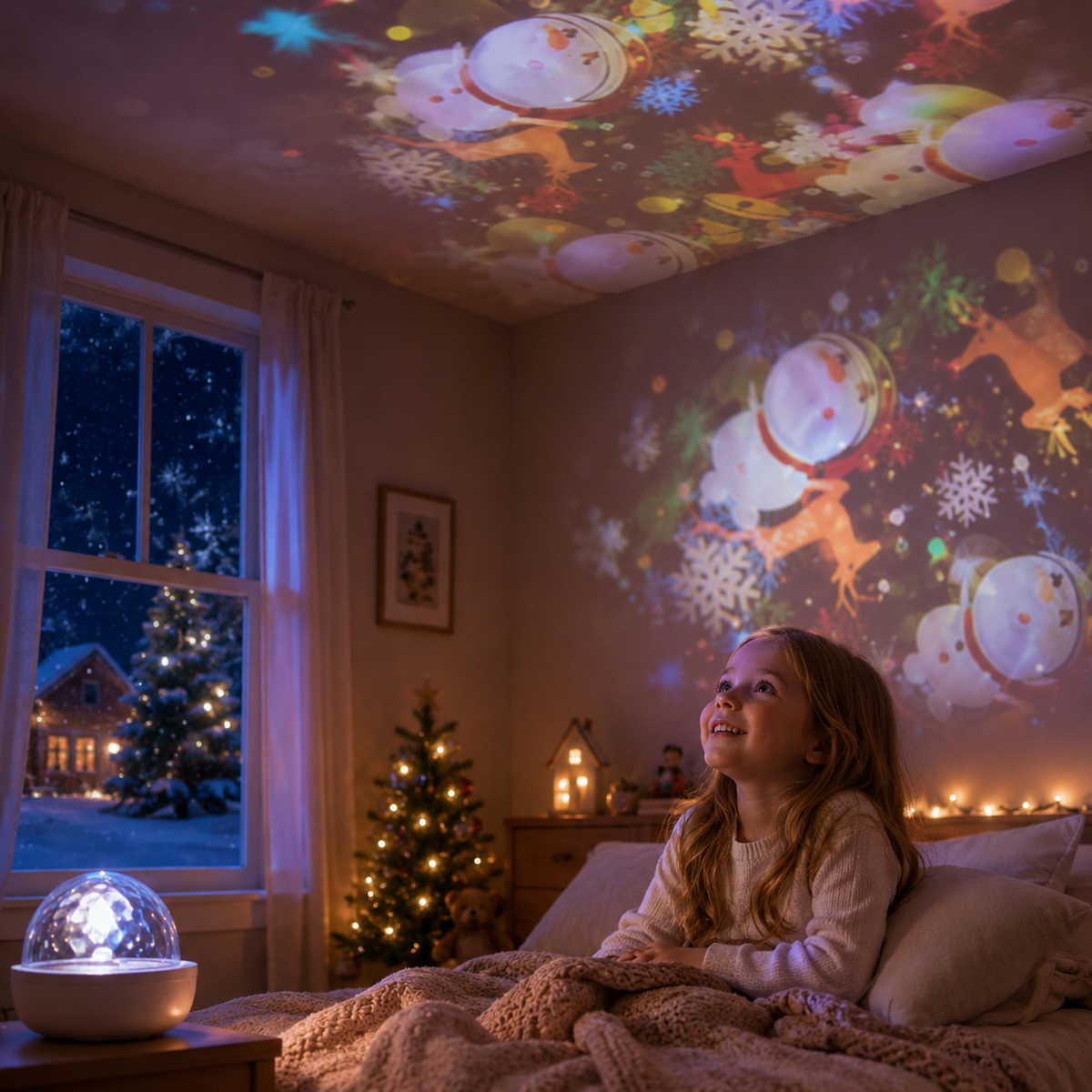 LUMIVORTEX – Rotating LED Projector Light for Immersive Room Ambiance