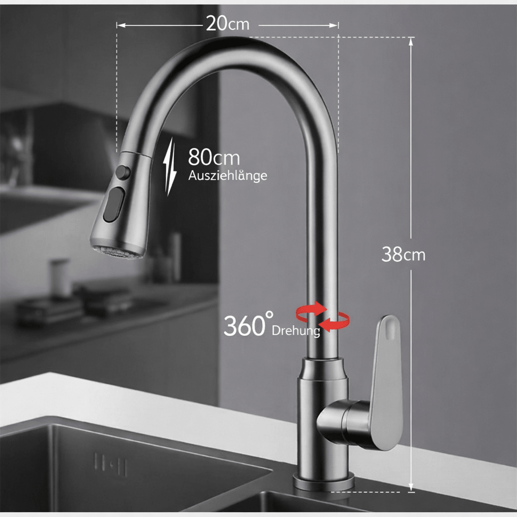 SINKOVA – Rubinetto da cucina estraibile per pulizie quotidiane comode
