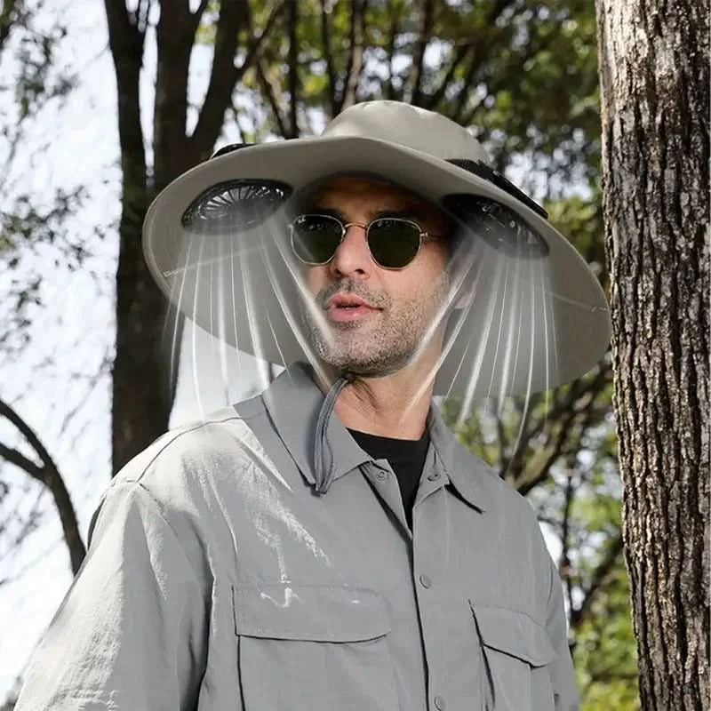 Cooling Sun Hat with Solar Powered Fan - Wide Brim Sun Hats for Men 0