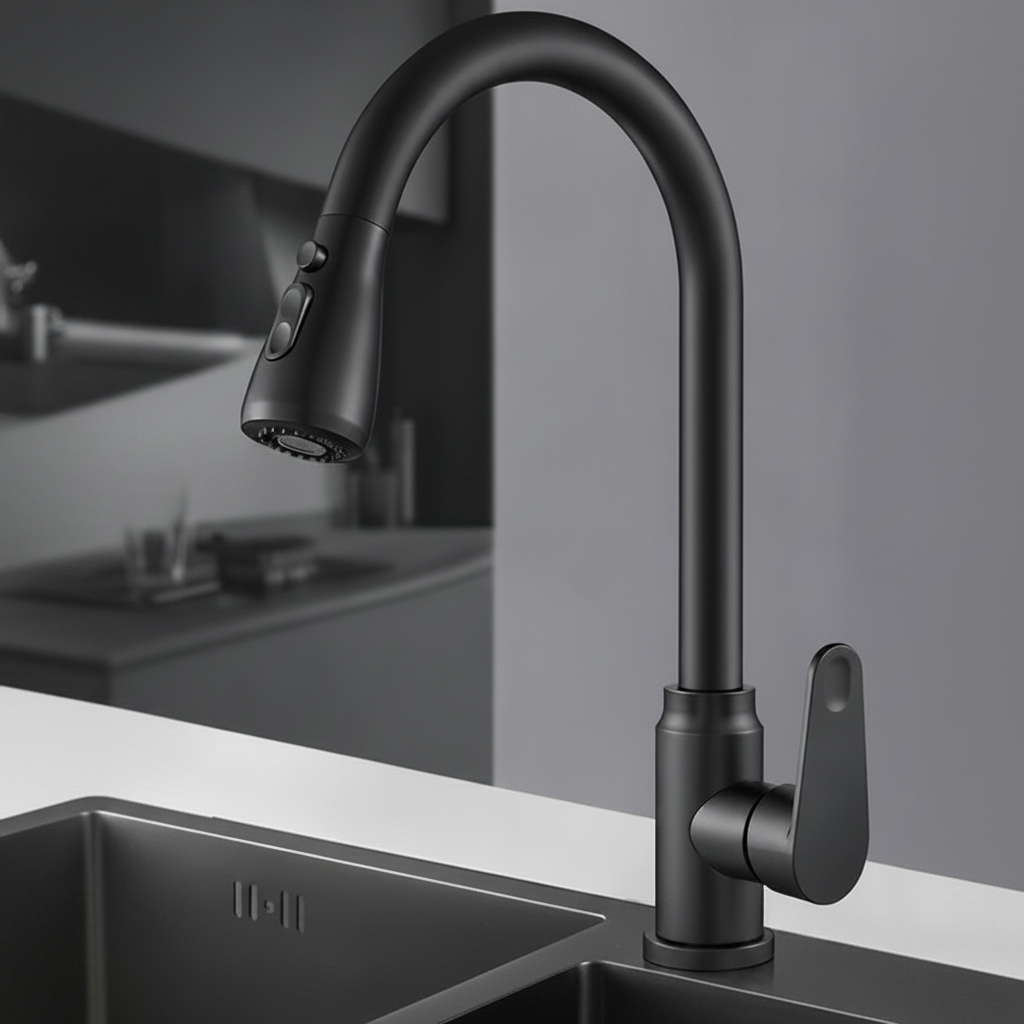 SWIVELIX – Robinet d'évier extractible avec réglages de pulvérisation flexibles