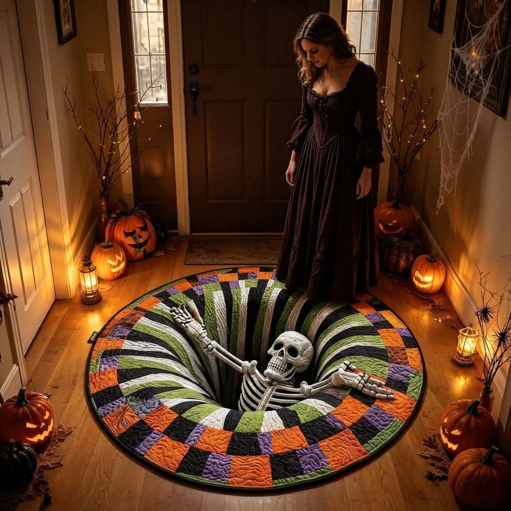 VOIDSPIRA - Alfombra de Halloween 3D con vórtice y profundidad espeluznante