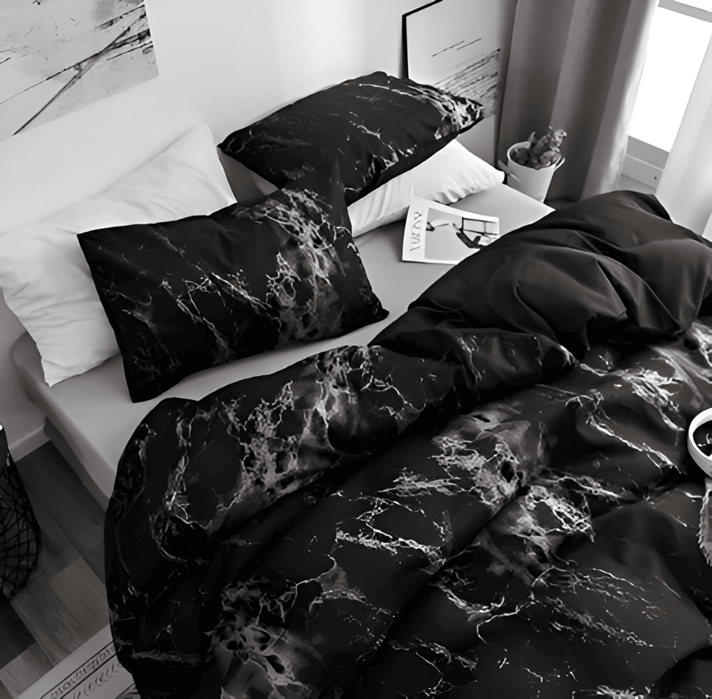 LUXMARVELIX – Juego de cama con diseño de mármol para dar un toque sofisticado al dormitorio