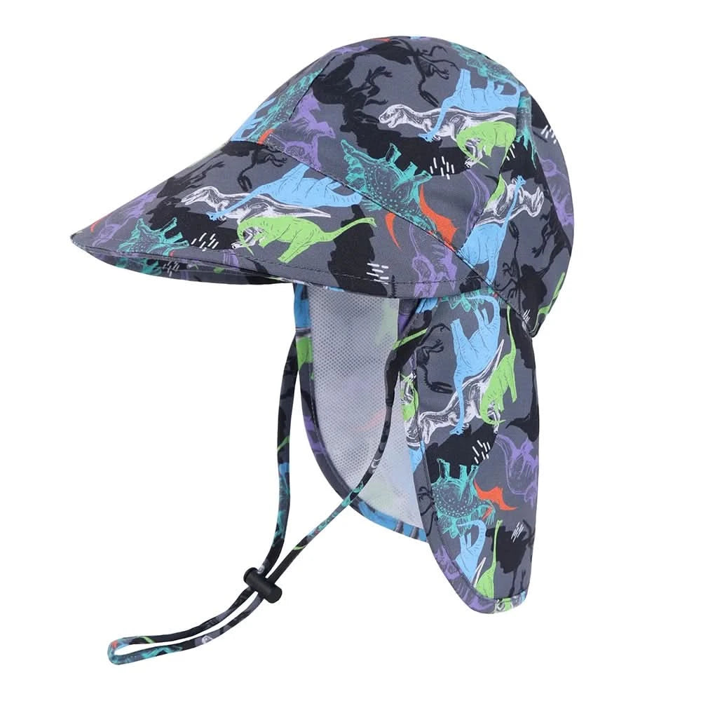Kids Summer Bucket Hat with Shawl - Quick Dry Cartoon Sun Cap for Ages 1-3 6
