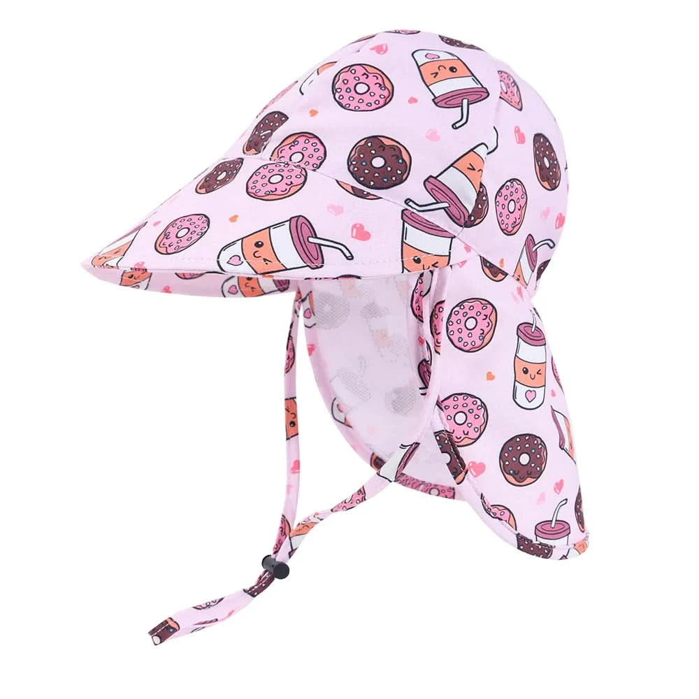 Kids Summer Bucket Hat with Shawl - Quick Dry Cartoon Sun Cap for Ages 1-3 9