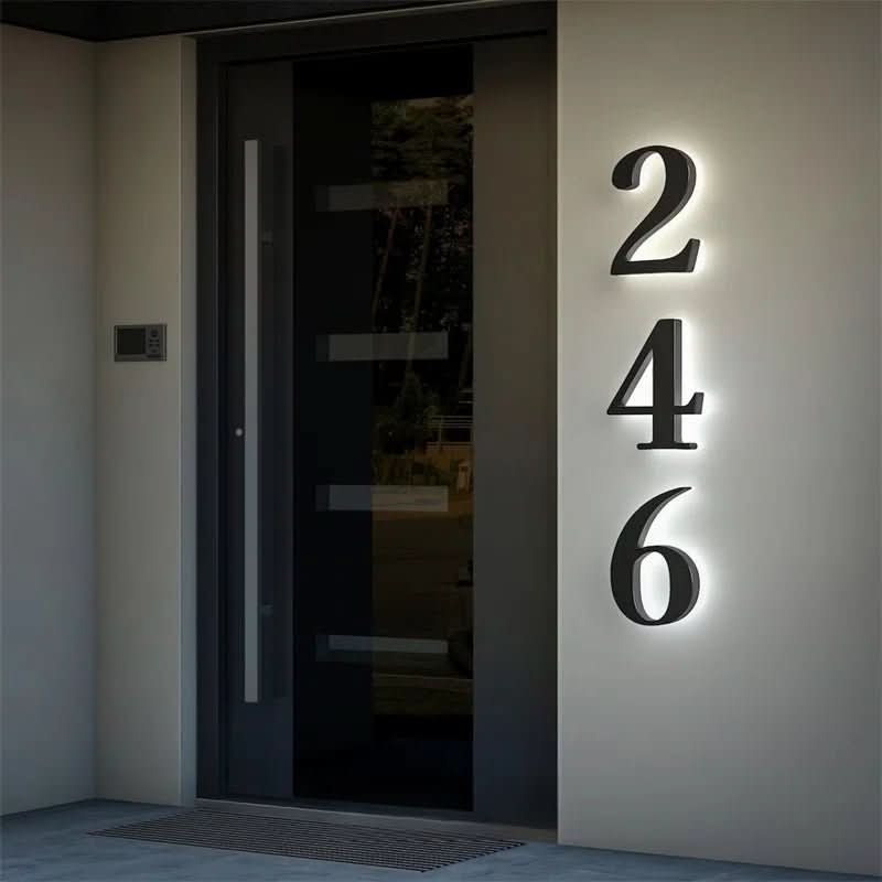 SIGNGLOW – Cartel iluminado con número LED para casas modernas
