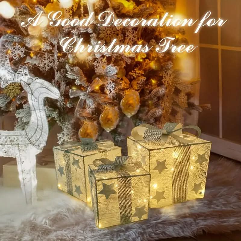 HOLLYVORA – 3-Piece LED Christmas Decoration Set for Cozy Festive Ambience