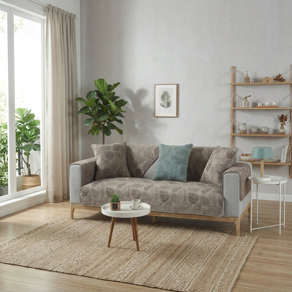 QUILAVORA – Quilted Jacquard Sofa Cover for Elegant Living Rooms