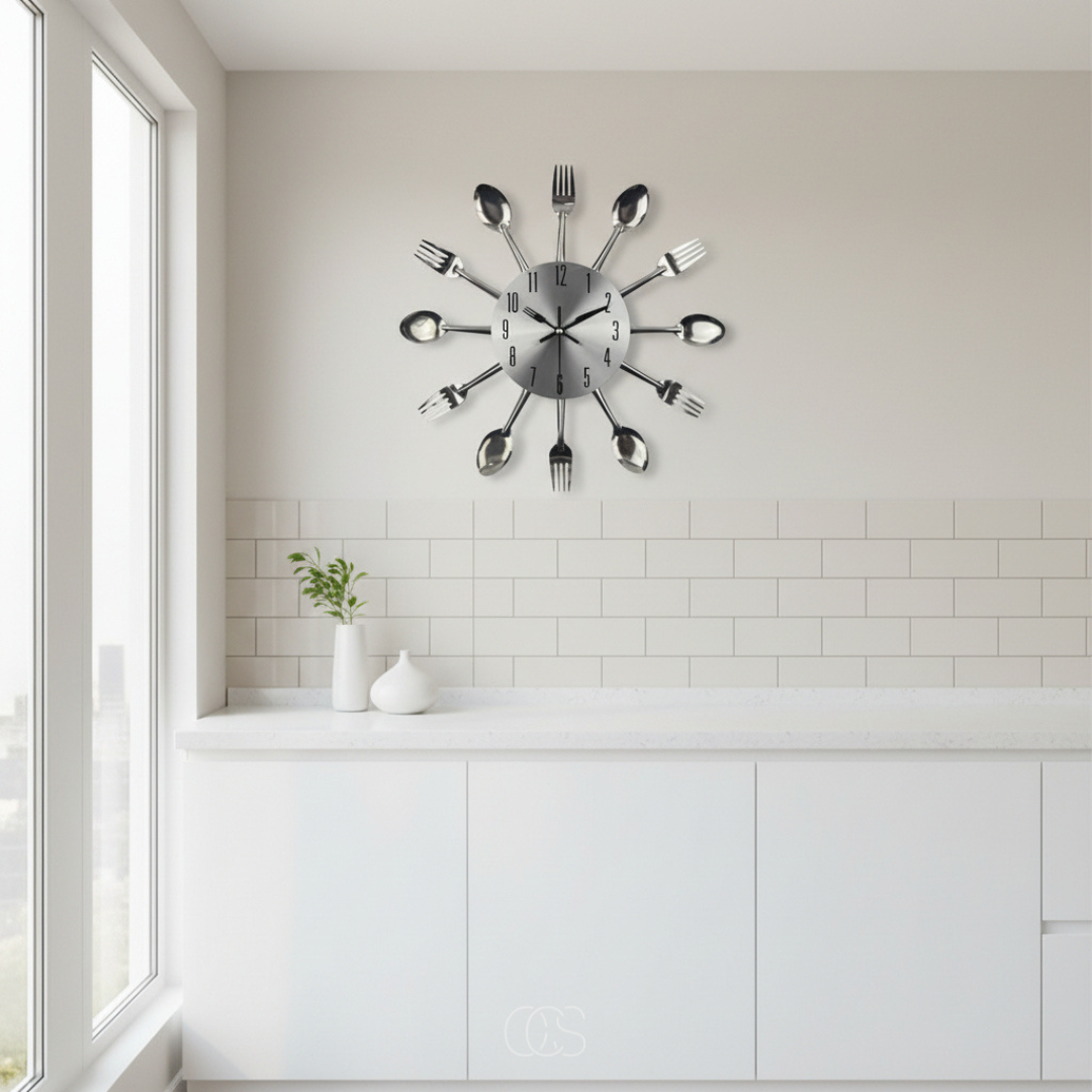 CULITICK – Orologio da parete a forma di posate per una cucina silenziosa e di carattere
