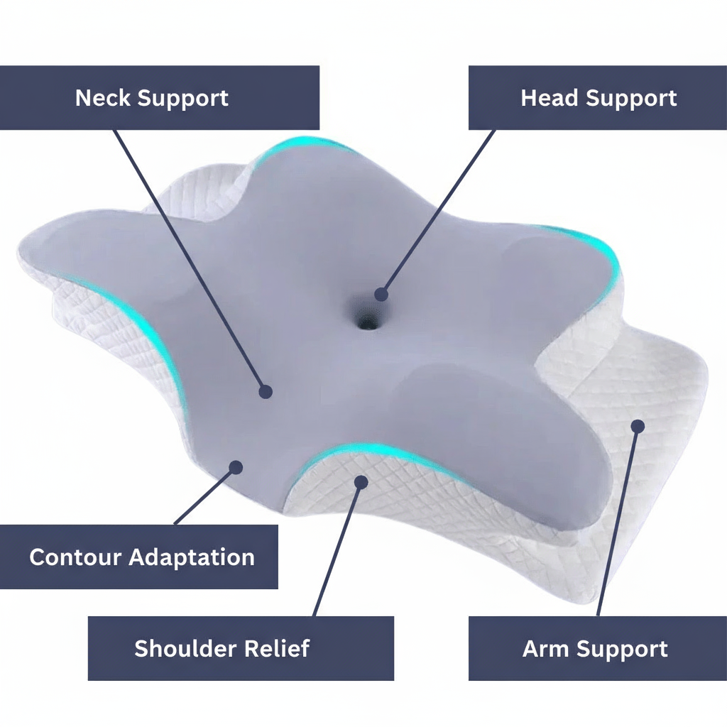 RESTOVA – Almohada cervical contorneada – Cojín ergonómico para soporte cervical y sueño