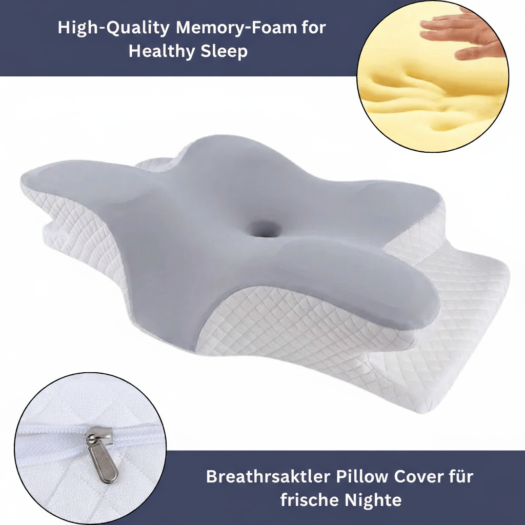 RESTOVA – Almohada cervical contorneada – Cojín ergonómico para soporte cervical y sueño